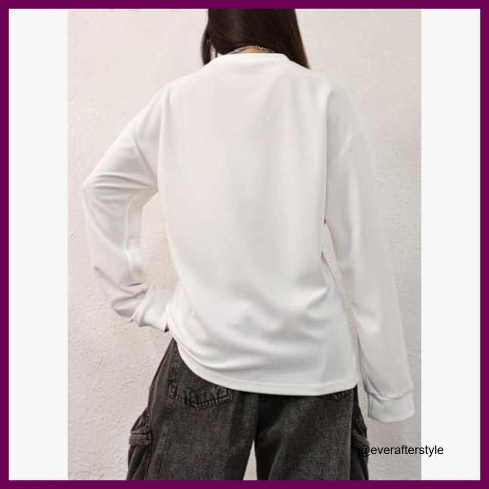 Polyester Elastane Long Sleeve Graphic Tee Y2K Gr… - image 2
